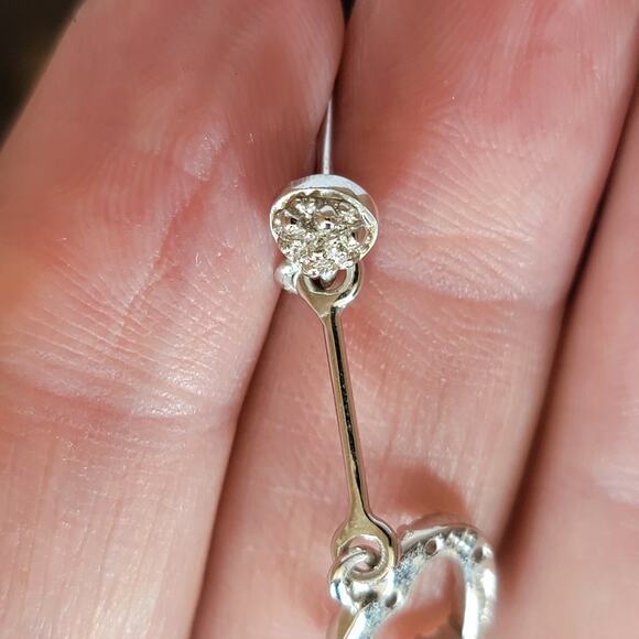 Sterling Silver Heart Earrings 2 Inch CZ Dangle Long Drop Jewelry - Picture 6 of 9